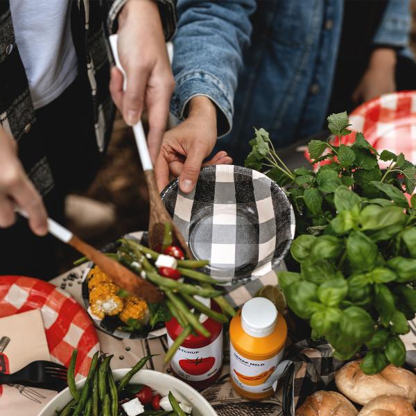 Ruudulliset Paperikulhot Musta 6 kpl