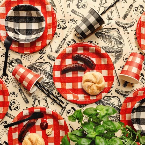 Ruudulliset Paperikulhot Musta 6 kpl