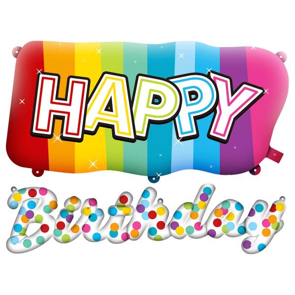 Folioilmapallot Happy Birthday Sateenkaari
