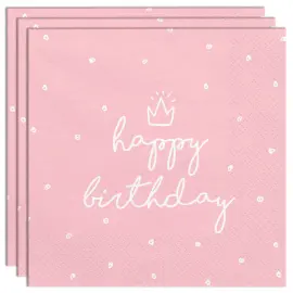 Vaaleanpunaiset Happy Birthday Lautasliinat Valkoisilla Pisteillä