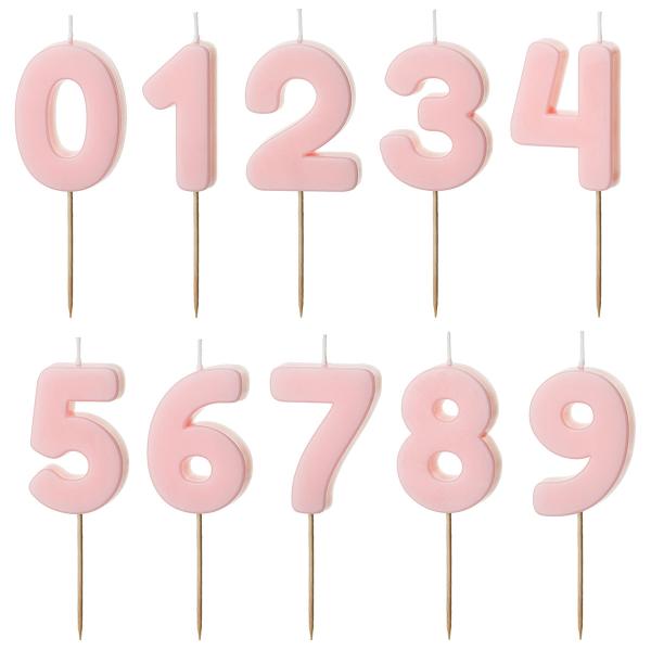 Numerokynttilä Vaaleanroosa