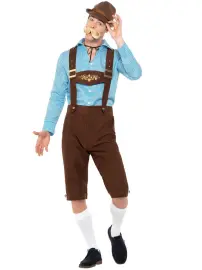 Oktoberfest Lederhosen Asu Sininen ja Ruskea
