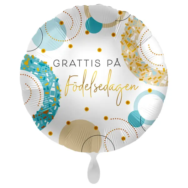 Grattis På Födelsedagen Ilmapallo Golden Blue