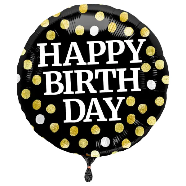 Pilkullinen Happy Birthday Folioilmapallo Musta