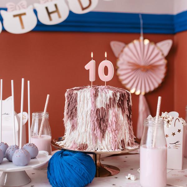 Numerokynttilä Vaaleanroosa