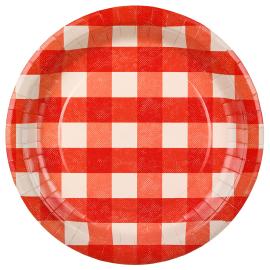 Ruudulliset Pahvilautaset Punainen 27 cm 6 kpl