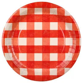 Ruudulliset Pahvilautaset Punainen 27 cm 6 kpl
