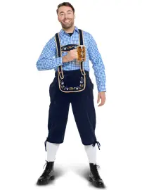 Oktoberfest Lederhosen Tummansininen Deluxe