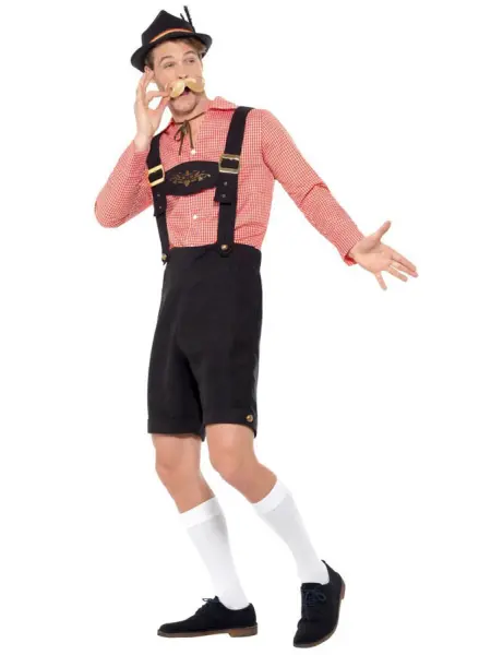 Oktoberfest Lederhosen Asu Punainen ja Musta