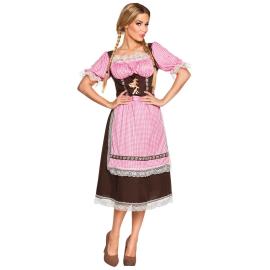 Oktoberfest Dirndl Ruskea/Pinkki/Valkoinen