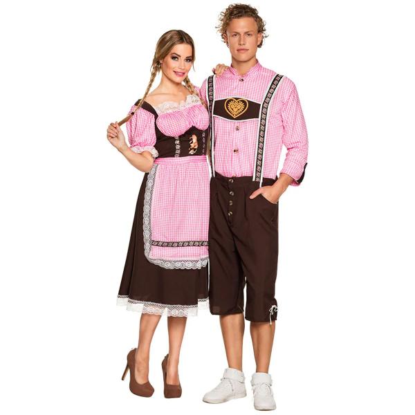 Oktoberfest Dirndl Ruskea/Pinkki/Valkoinen