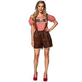 Oktoberfest Lederhosen Ruskea/Punainen/Valkoinen