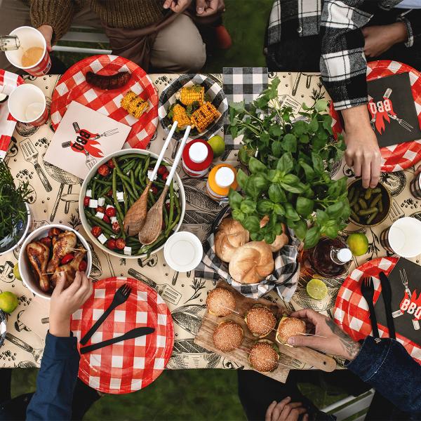 Ruudulliset Pahvilautaset Punainen 27 cm 6 kpl