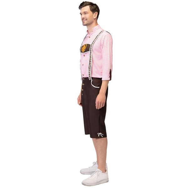 Oktoberfest Lederhosen Ruskea/Pinkki/Valkoinen
