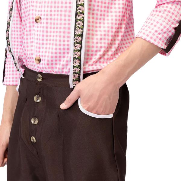 Oktoberfest Lederhosen Ruskea/Pinkki/Valkoinen
