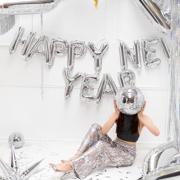 Folioilmapallot Happy New Year Hopea