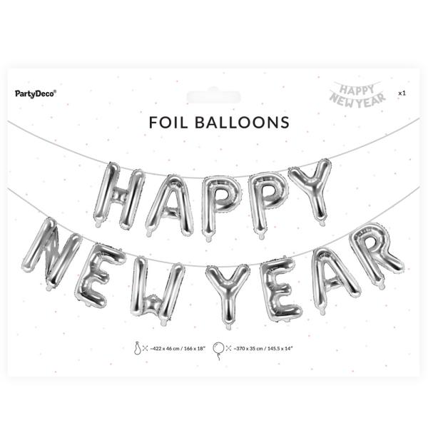 Folioilmapallot Happy New Year Hopea