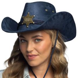 Cowboyhattu Sheriffint&auml;hdell&auml; Tummansininen