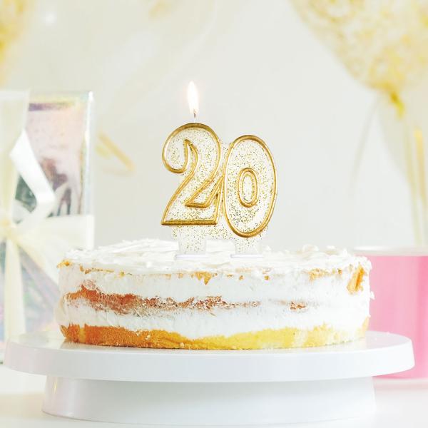 Kakkukynttilä 20 vuotta Glitter