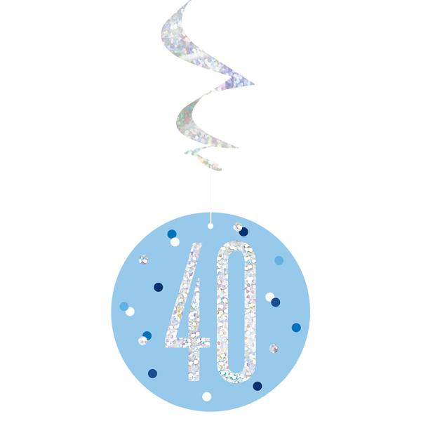 40 vuotta Riippuvat Swirls Siniset & Hopeat