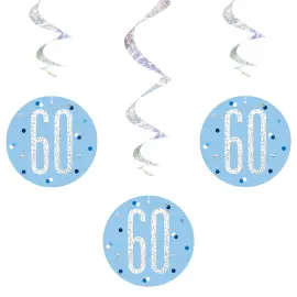 60 vuotta Riippuvat Swirls Siniset & Hopeat