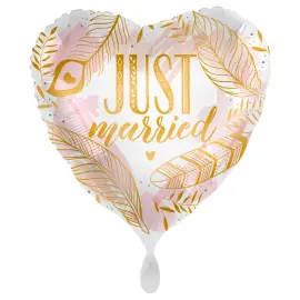 Just Married Ilmapallo Boho Feathers