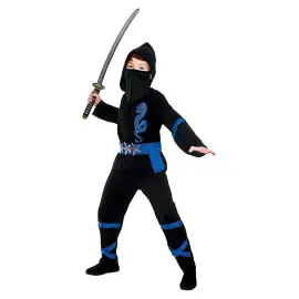 Power Ninja Puku Musta & Sininen Lasten Medium
