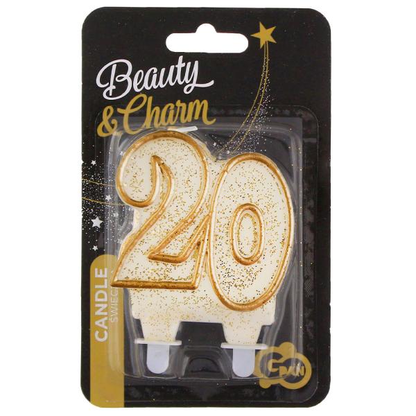 Kakkukynttilä 20 vuotta Glitter