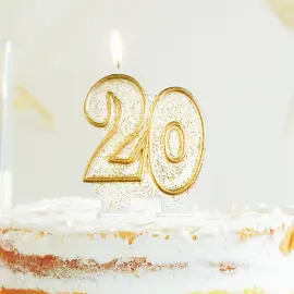 Kakkukynttilä 20 vuotta Glitter