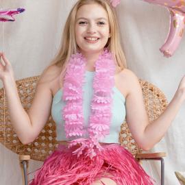 Havaijilainen Kukkakaulakoru Vaaleanroosa 120 cm