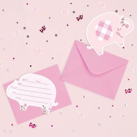 Babyshower Kutsukortit Norsu Pinkit