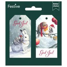 Jouluiset Lahjaetiketit Metsän Pikku Tonttu