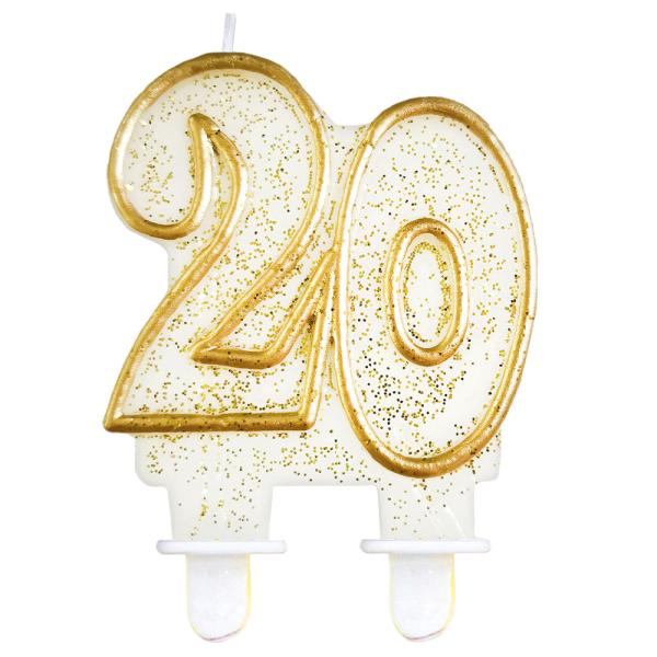 Kakkukynttilä 20 vuotta Glitter
