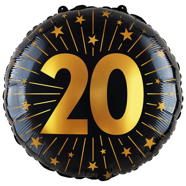 Folioilmapallo Tähdillä ja Numerolla 20