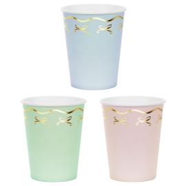 Pahvimukit Pastelli Kultaisilla Ruusukkeilla 6-kpl