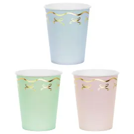 Pahvimukit Pastelli Kultaisilla Ruusukkeilla 6-kpl