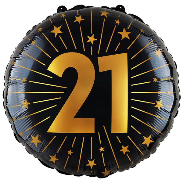 Folioilmapallo Tähdillä ja Numerolla 21