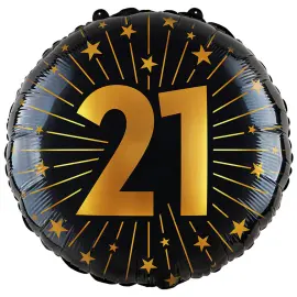 Folioilmapallo Tähdillä ja Numerolla 21