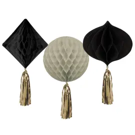 Riippuvat Honeycombs Musta/Kermanvalkoinen 3 kpl