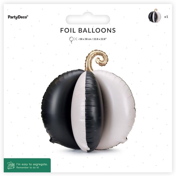 Seisova Folioilmapallo Raidallinen Kurpitsa Mustavalkoinen