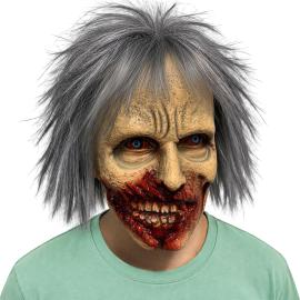 Lateksinaamio Zombie Harmailla Hiuksilla