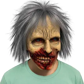 Lateksinaamio Zombie Harmailla Hiuksilla