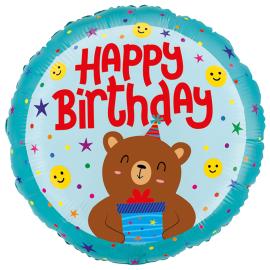 Ilmapallo Happy Birthday Karhu Py&ouml;re&auml; 35 cm