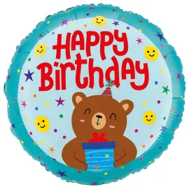 Ilmapallo Happy Birthday Karhu Py&ouml;re&auml; 35 cm
