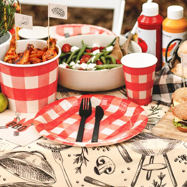 Mustat Uudelleenkäytettävät Muoviaterimet 12 kpl