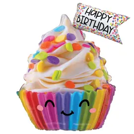 Ilmapallo Happy Birthday Muffinssi 58 x 71 cm
