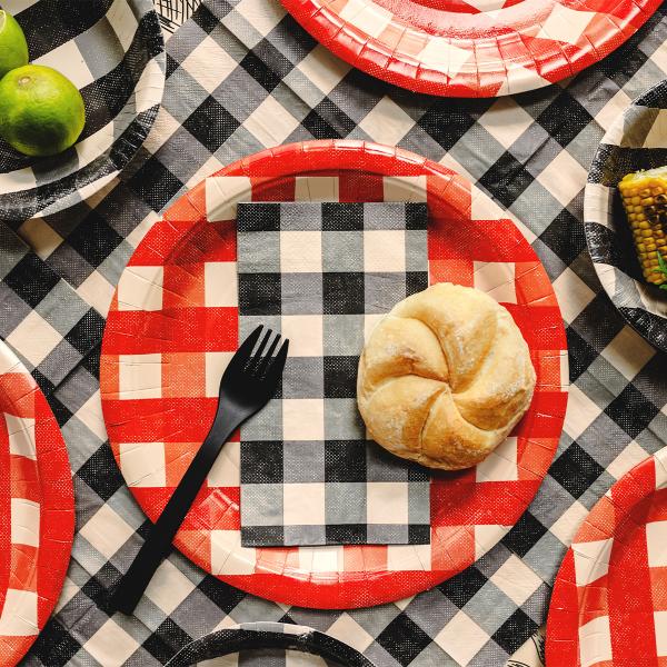 Mustat Uudelleenkäytettävät Muoviaterimet 12 kpl