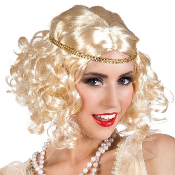 Flapper 20-luvun Peruukki Otsanauhalla Blondi