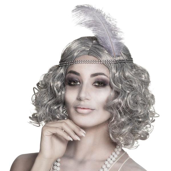 Flapper Peruukki Harmaalla Otsanauhalla