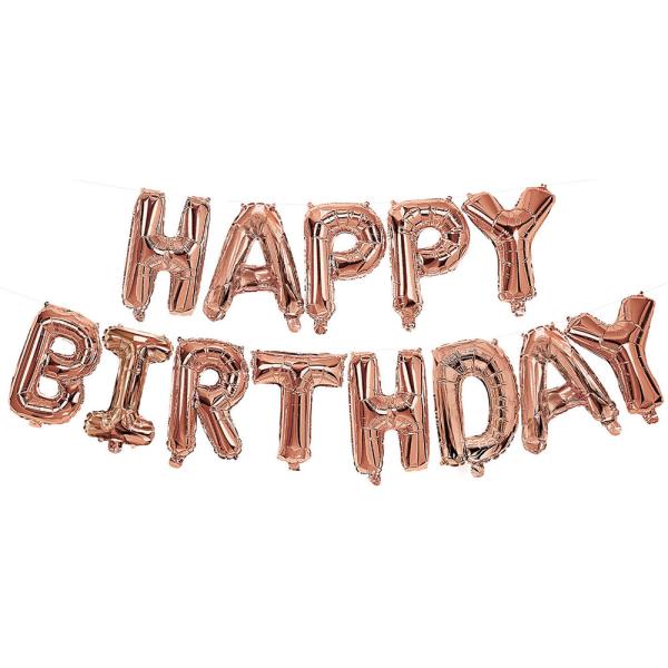 Happy Birthday Kirjainilmapallot Ruusukulta